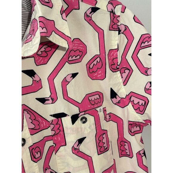 Sovereign Code pink flamingo short sleeve button down shirt - M - Picture 2 of 7